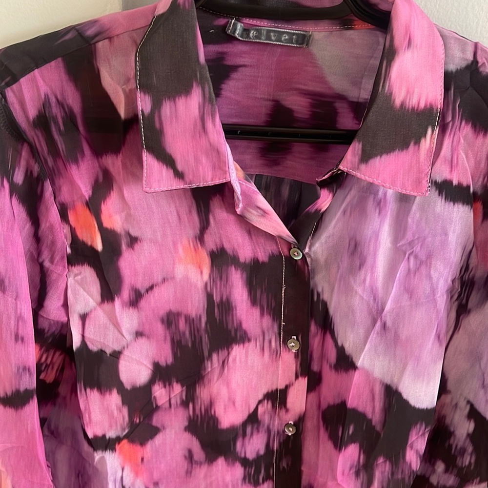 Floral button down long sleeve 100% polyester